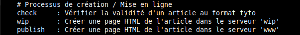 [check], [wip], [publish] : les commandes principales de Tyto - Littérateur